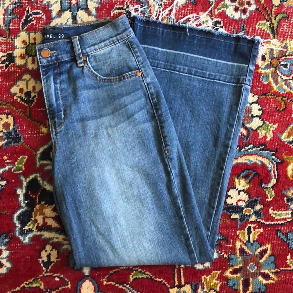 Level 99 Raw Hem High Rise Wide Legs